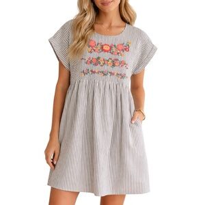 Savanna Jane Floral Embroidered Babydoll Dress